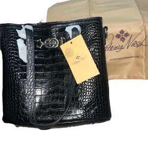 Patricia Nash Black Croc Embossed Handbag